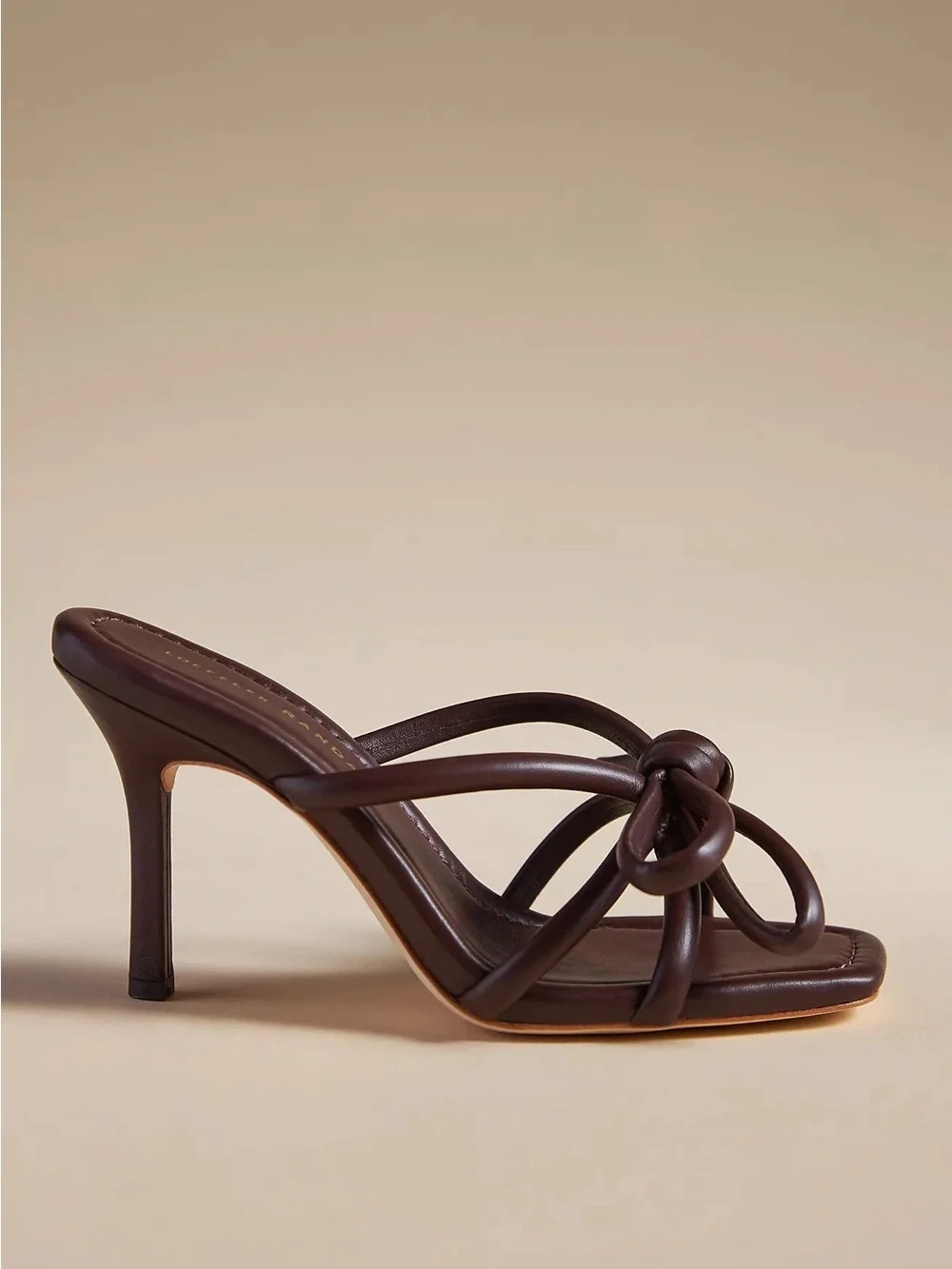 Loeffler Randall Brown Knotted Leather Stiletto Mule in Chocolate